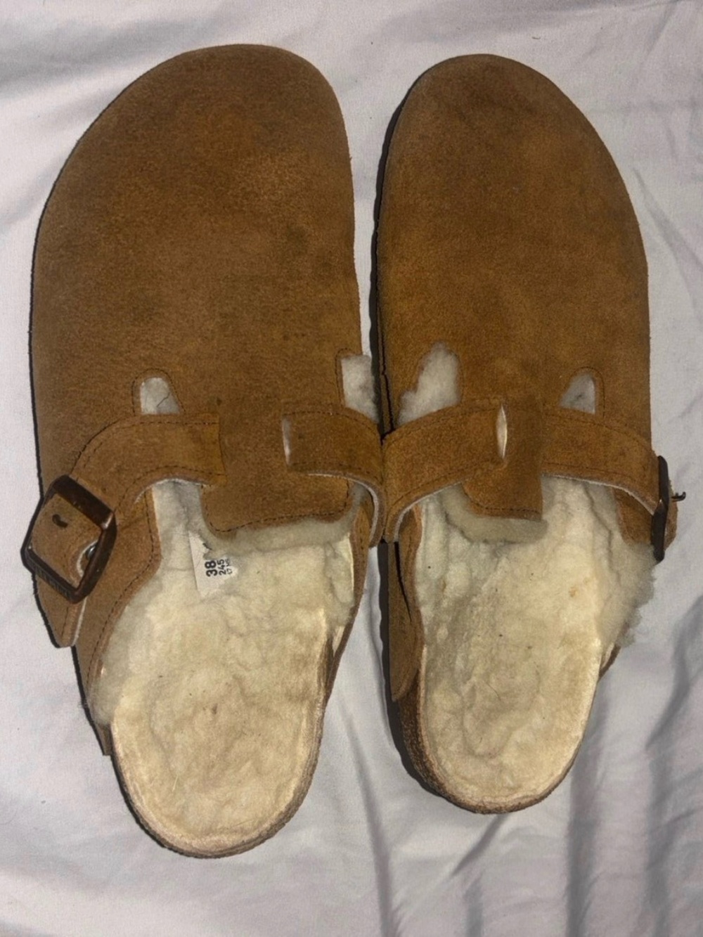 Birkenstock Tan Suede Shearling-Lined Slip-On Clog - Picture 1 of 4